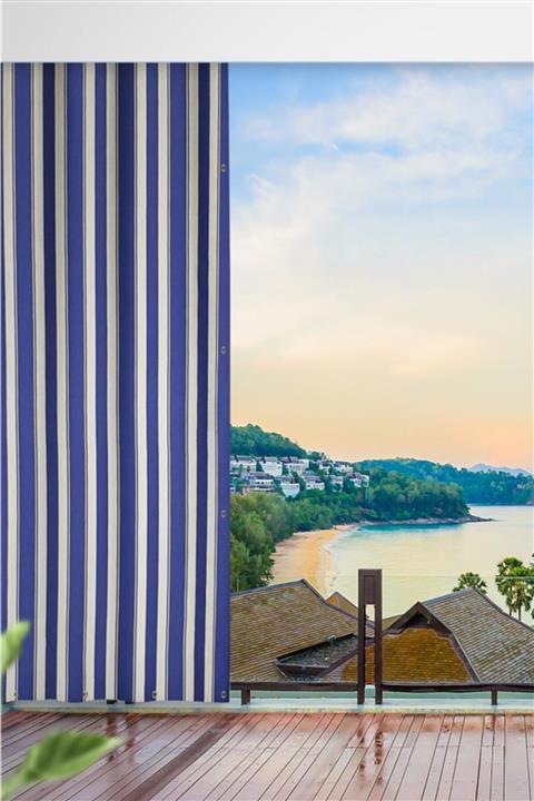 ALTINPAMUK Mavi Çizgili Balkon  Brandası