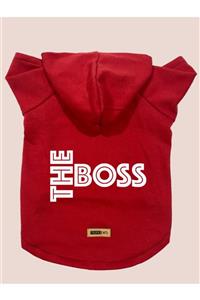 Monopetz Kapişonlu Sweatshirt Köpek Ve Kedi Kıyafeti - Kırmızı The Boss - S Beden