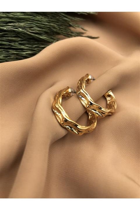 Eylülün Takısı Vintage Altın Renk Halka Küpe