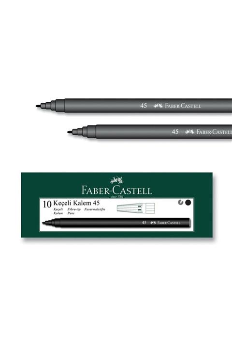 Faber Castell 45 Keçeli Kalem Siyah (10 Adet)