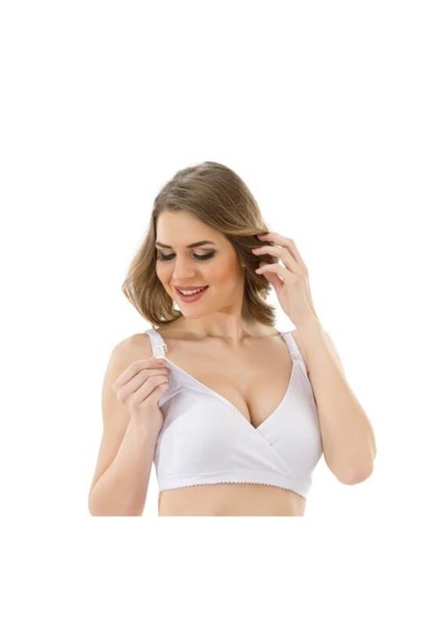 Hilarity Kruvaze Emzirme Sütyeni-beyaz