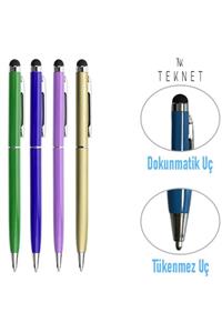 TEKNETSTORE 4'lü Paket Dokunmatik Kalem Tablet Telefon Için Çizim & Yazı Kalemi 2 In 1 Tükenmez Uçlu Tam Uyumlu