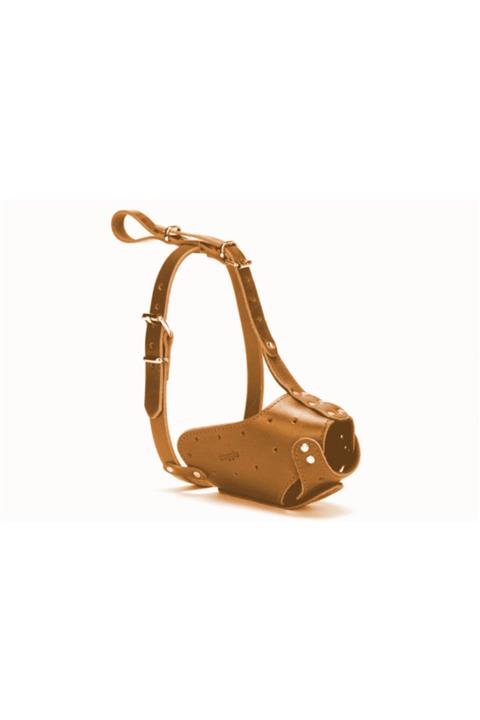 Doggie Eğitim Serisi Deri El Yapımı Uzun Burunlu Köpek Ağızlığı 2x80 cm Kamel