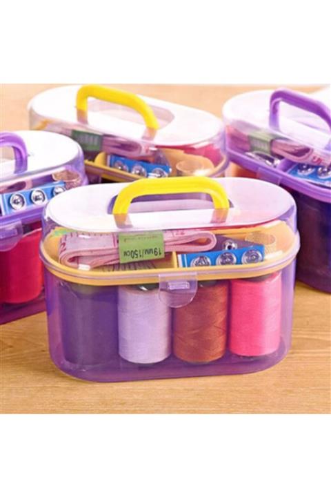 centermillennium Özel Kutulu 40 Parça Mini Dikiş Seti Iğne Iplik Balıkçı Makas Mezura Yüzük