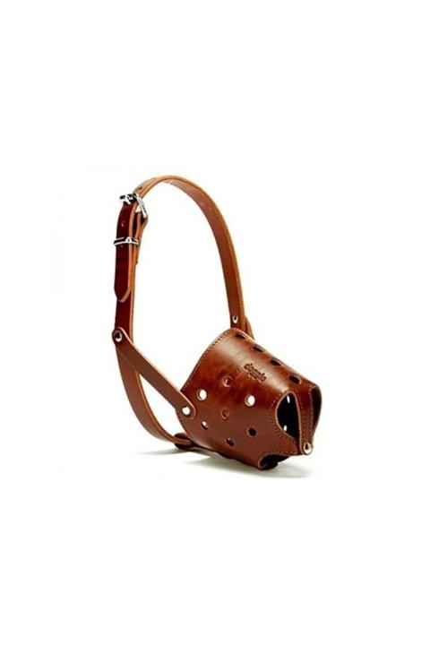 Doggie Kısa Burun Koruma Deri Köpek Ağızlık Large Kahverengi 2x55-60 Cm