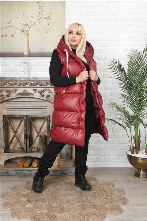 XL Modam Kadın Kırmızı Büyük Beden Şişme Mont