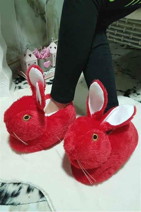 doremor Hayvan Figürlü Tavşanlı Panduf Kırmızı