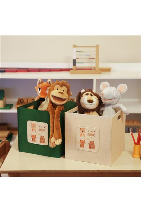 HOMİNG Çok Amaçlı Keçe Organizer 2'li Sepet Seti Çocuk Odası Oyuncak Sepeti // 30x30x30 Cm Hmy-6258