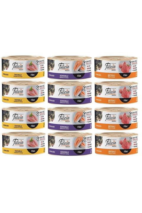 Felicia Tahılsız 3 Çeşit Karma Sterilised Kedi Konservesi 85 Gr. X 12 Adet