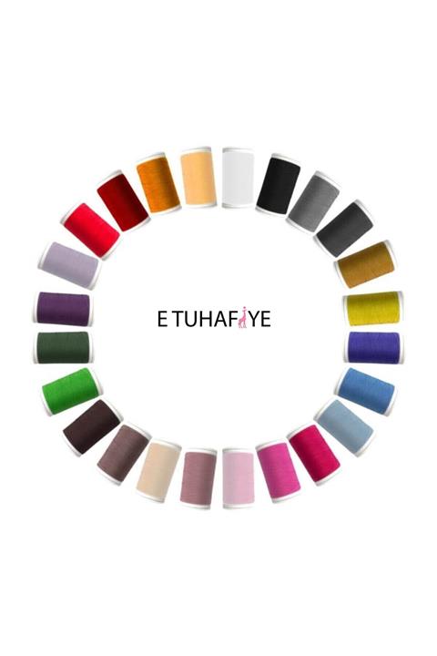 e tuhafiye 10 Adet Karışık Renkli Dikiş Iplik Seti (100 Metre)