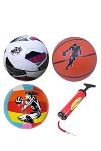 Efe Toys Çocuk Yetişkin Futbol Topu Voleybol Topu Basketbol Topu Seti + Pompa+top Iğnesi