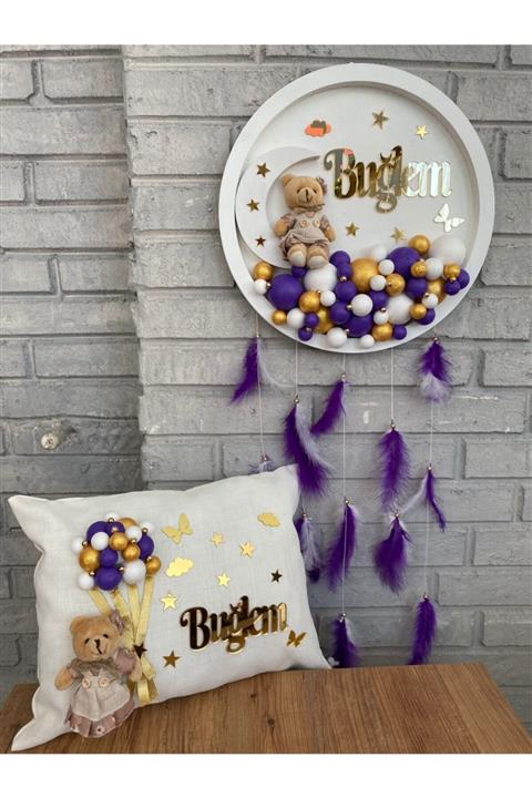 NeşeliAtölyem 36 Cm Yuvarlak Kapı Süsü+ Yastık