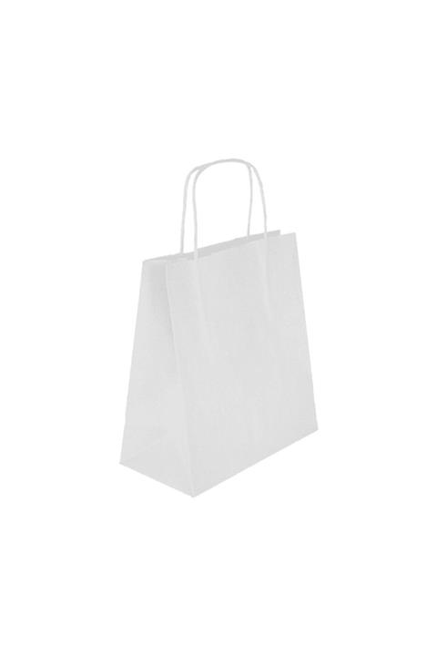 Morpack Beyaz Renkli Kraft Çanta - Kraft Poşet - (25 Adet) - 25 Cm X 12 Cm X 31 Cm