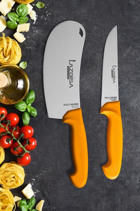 LAZBİSA Mutfak Bıçak Seti Kasap Et  Soğan Pide Pizza Satır  2 li Gold Serisi