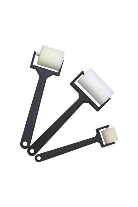 Esmay 3'lü Sünger Rulo Uygulama Fırçası Plastik Sap 6cm+4cm+2.5cm
