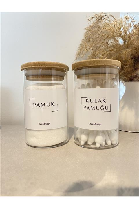 zezedesing Bambu Kapak Cam Kulak Pamuğu Ve Pamukluk 250ml