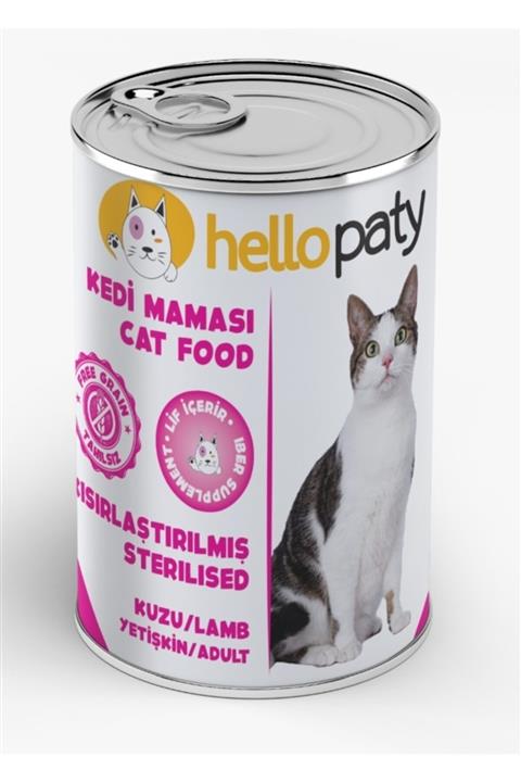 Hello Paty 24 Adet 415 Gr Kısırlaştırılmış Hamile Kedi Kuzu Etli Mama 24'lü Yaş Sterilised Konserve Maması
