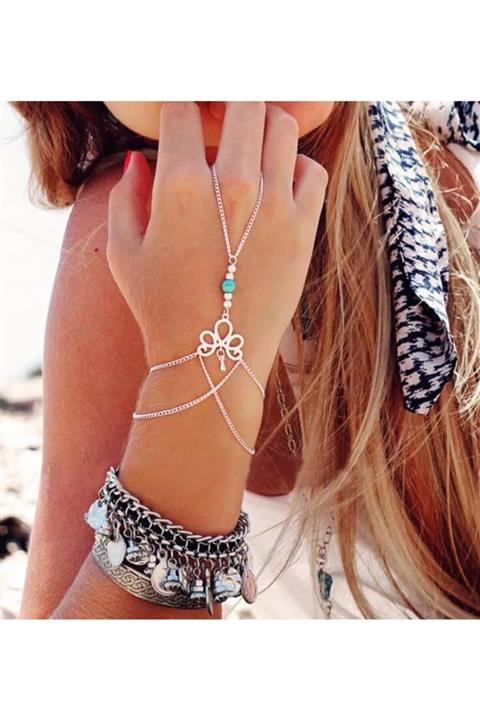 Fenomenya Gümüş Renk Mavi Boncuklu Bohem Eona Şahmeran