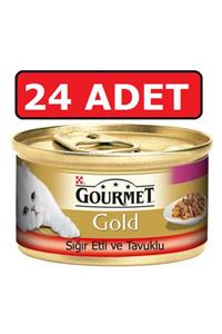 Purina Gourmet Gold Sığır Etli Ve Tavuklu Kedi Konservesi 24 Adet 85 Gr Parça Etli Yaş Mama