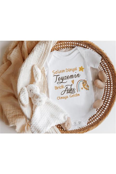 Niles Baby Shop Selam Dünya Teyzemin Biricik Aşkı Olmaya Geldim Organik Yazılı Kısa Kollu Bebek Body Zıbın