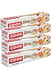 COOK Streç Film Kayar Bıçak Hediye 30 cmx100 Mtx4 Adet