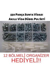 EROĞLU 550 Parça Sunta Vidası Akıllı Vida Dübel Pul Seti