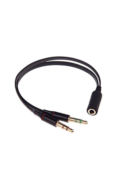 JUNGLEE Aux To 2 Aux Kablo 3.5 Mm Jack Girişini 2 Aux A Çeviren Kablo Mikrofon Ve Kulaklık Çevirici Aparat