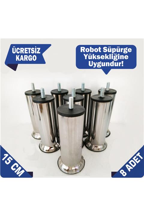 yoys yatak baza Baza Koltuk Kanepe Ayağı Civatalı 15 Cm (8 Adet) 3/8 Kalın Diş
