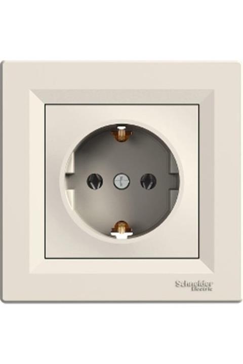 Schneider Electric Asfora Krem Topraklı Priz + Çerçeve