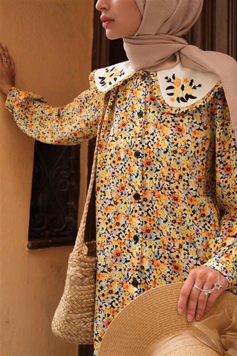 ESRA KEKÜLLÜOĞLU Müberra Çiçekli Gömlek-sarı