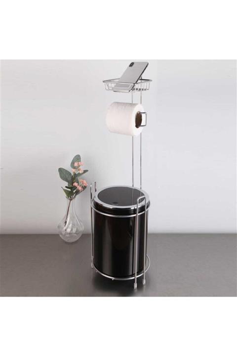 Metalife Yedekli Wc Kağıtlık Ve Çöp Kovası - Siyah