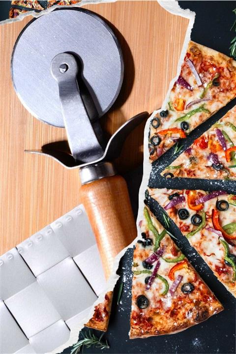 Ersamica Suya Dayanıklı Ahşap Pizza Hamur Ve Börek Kesici Rulet Kesme Bıçağı - Ers11r