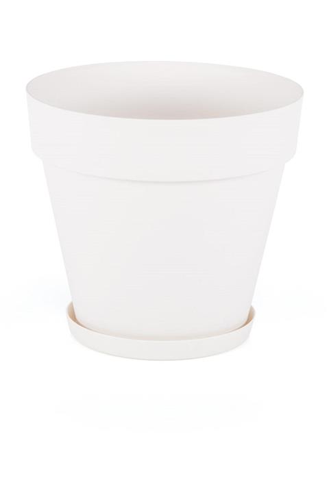 SERİNOVA Kırık Beyaz Dekoratif Tabaklı Yalı Saksı 10 Litre
