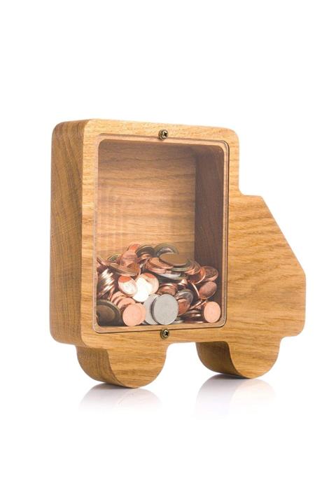 Ankebut Doğal Ahşap Masif Kamyon Kumbara Wooden Money Box 34 Cm * 20 Cm