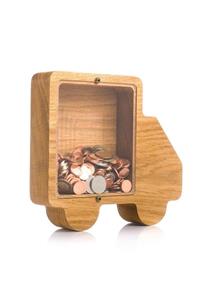 Ankebut Doğal Ahşap Masif Kamyon Kumbara Wooden Money Box 34 Cm * 20 Cm