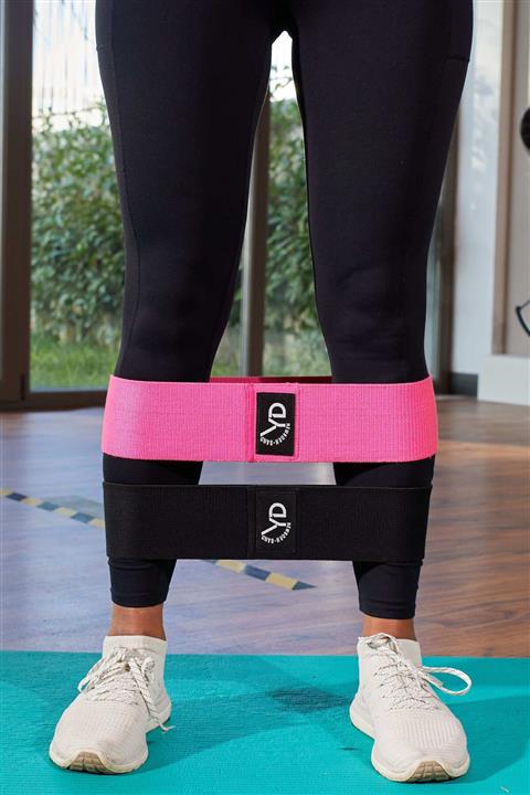 YDFit Ydband Direnç Lastiği Egzersiz Bandı Orta Hafif Ve Ultra Sert Direnç Pembe-siyah11-15/24-30 Kg