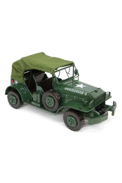 Berrinstore Dekoratif Metal Jeep Vintage Biblo Dekoratif Ev Ofis Hediyelik