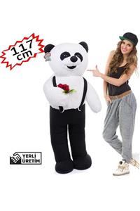 Özgüner Oyuncak 117 Cm Elinde Çiçek Tutan Tulumlu Peluş Panda