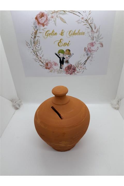 Gelin & Çikolata Evi Çömlek Yapımı Kırılmadan Açılmayan El Emeği Toprak Kumbara