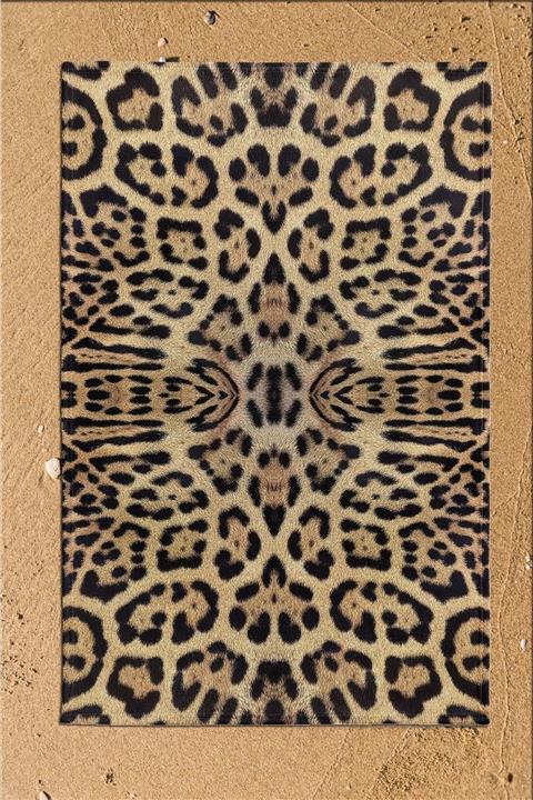 Osso Halı Kahve Siyah Leopar Batikli 3d Desenli Banyo Plaj Havlusu