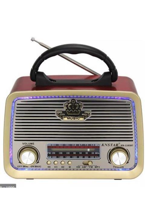 Jollygraf Şarjlı Retro Ahşap Radyo Bluetooth Hoparlör Usb - Mp3 Çalar, Hediyelik Nostalji Radyo