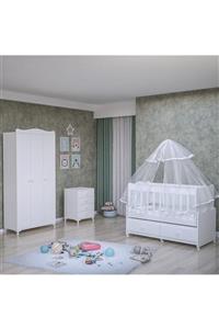 Garaj Home Elegant Yıldız 3 Kapaklı Bebek Odası Takımı - Yatak Ve Uyku Seti Kombinli- Uykuseti Gri