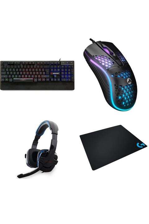 Rampage Tkz-log-r66 Klavye Mouse Kulaklık Logitech Mouse Pad'li Gaming Set