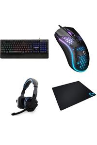 Rampage Tkz-log-r66 Klavye Mouse Kulaklık Logitech Mouse Pad'li Gaming Set