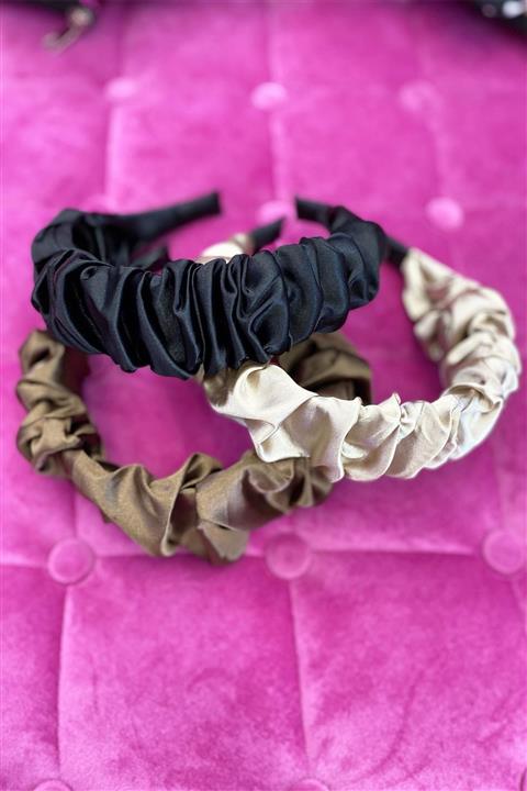 BAHELS 3'lü Büzgülü Saten Taç Seti