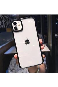 Go Aksesuar Iphone 11 Uyumlu Kenarı Siyah Darbe Önleyici Şeffaf Silikon Kılıf