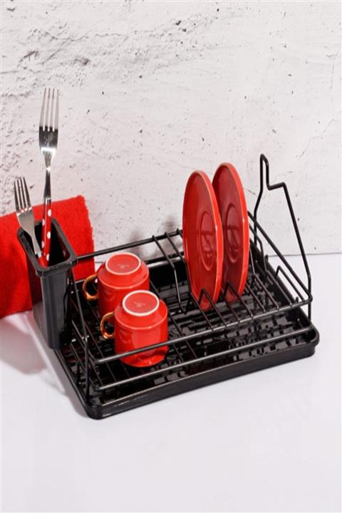 Osso Halı SiyahTek Katlı Küçük Tabaklık Bulaşık Sepeti