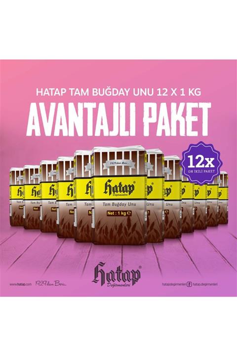Hatap Değirmenleri Hatap Tam Buğday Unu 12 X 1 Kg Avantajlı Paket