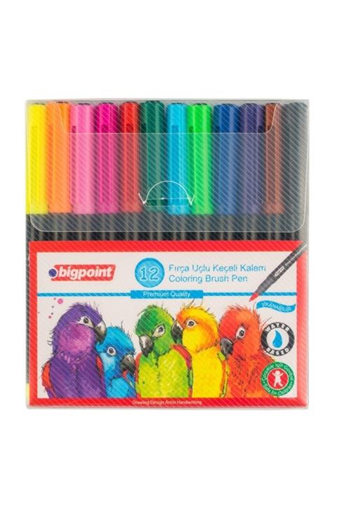 Bigpoint Fırça Uçlu Keçeli Kalem 12'li Set