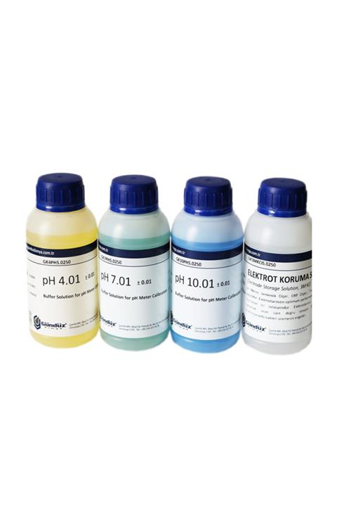 Gündüz Kimya Ph Metre Kalibrasyon Seti + Koruma Sıvısı 250 ml Set